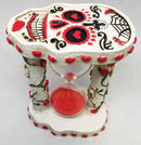 Ebros White Roses Tattoo Sugar Skulls Day of The Dead Sand Timer Skeleton Figurine