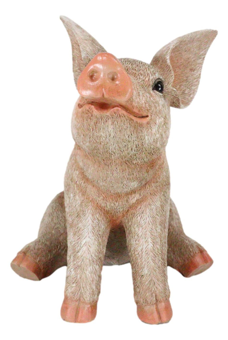 Large Country Farmhouse Adorable Realistic Animal Farm Babe Pig Sitting Statue