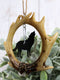 Rustic Western Deer Antlers Howling Gray Wolf Set of 2 Christmas Tree Ornaments