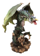 Fantasy Land Of Dragons Green Earth Elemental Drake Dragon Roaring Statue