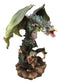 Fantasy Land Of Dragons Green Earth Elemental Drake Dragon Roaring Statue