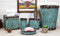 Faux Leather Western Turquoise Floral Bathroom Set of 5 Vanity Accessory Accent
