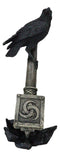 Odin Raven Perching On Thor Hammer Mjolnir With Viking Runes Skaldenmet Figurine