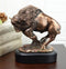 Western Charging American Buffalo Bison Bull Bronze Electroplated Resin Statue