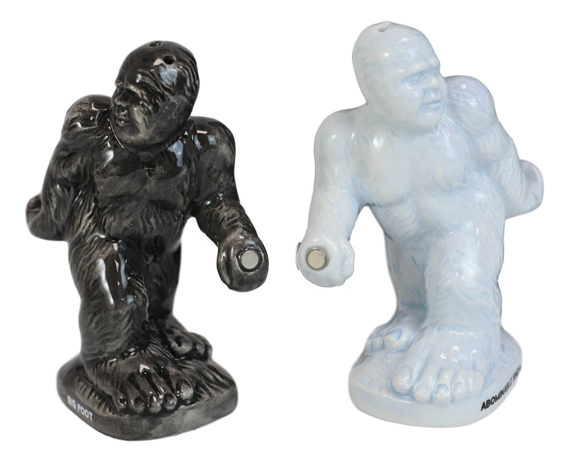 Ceramic Abominable Snowman Yeti And Bigfoot Salt And Pepper Shakers Figurine Set