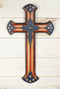 Patriotic USA American Flag With Western Stars Faux Tooled Leather Wall Cross
