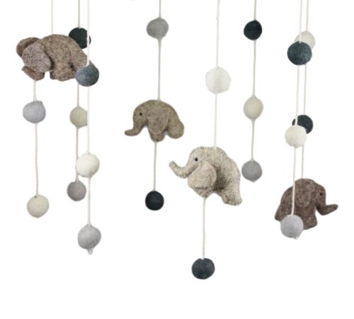 Fiona Walker England Handmade Organic Safari Elephant Nursery Mobile Baby Room - Ebros Gift