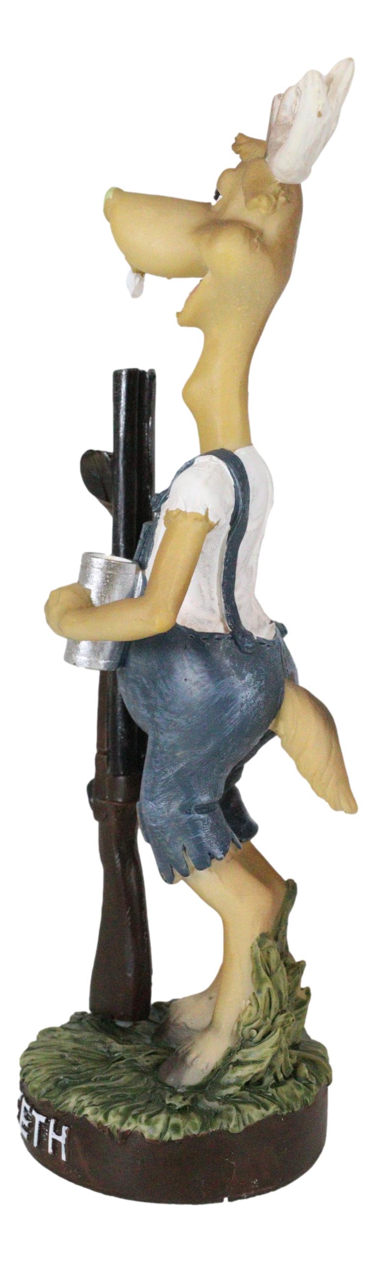 Hunting Hillbilly Buck Teeth Deer with Shotgun Rifle and Moonshine Cup Figurine - Ebros Gift