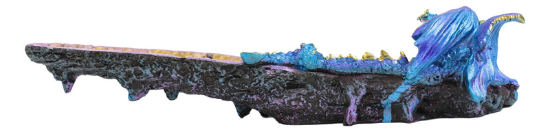 Ebros Quartz Crystal Azurite Guardian Dragon Incense Holder Figurine 10.75" Long