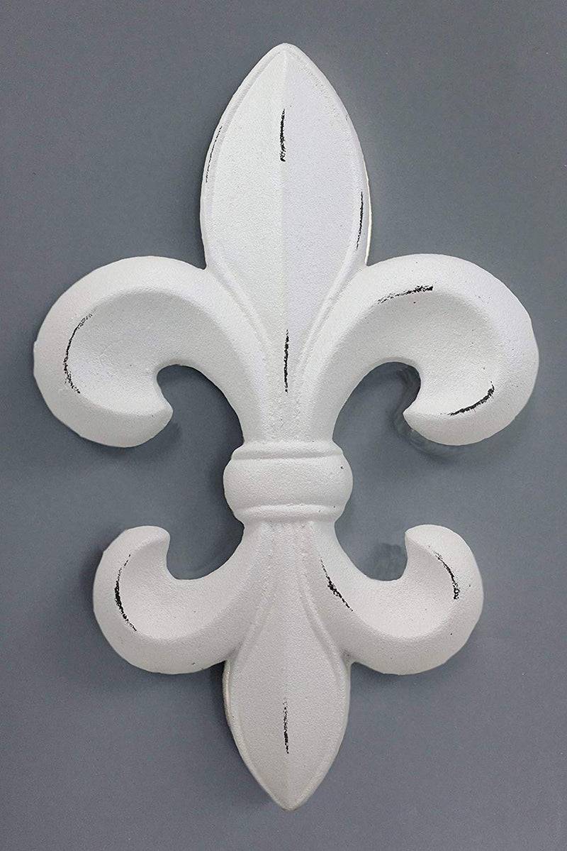 Ebros Rustic White Southwestern Fleur De Lis Emblem Wall Accent Decor Plaque 10" Tall