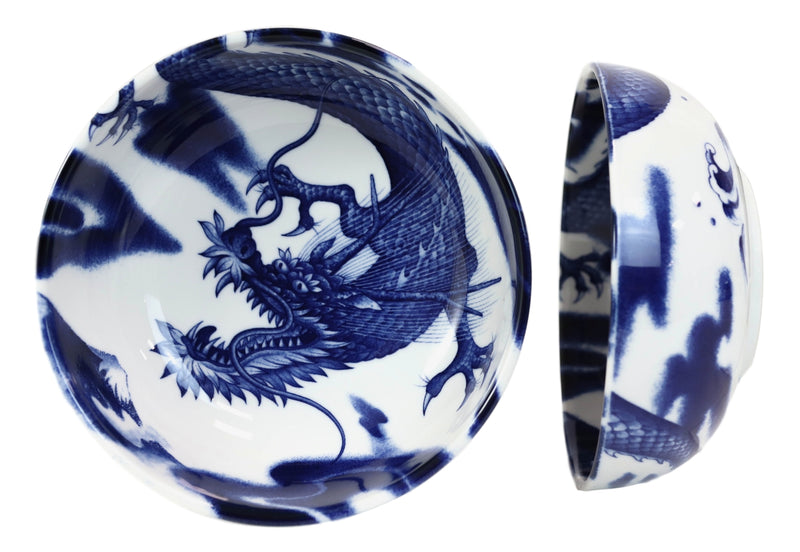 Made In Japan Asian Oriental Dragons Blue And White Porcelain Bowls Set of 4