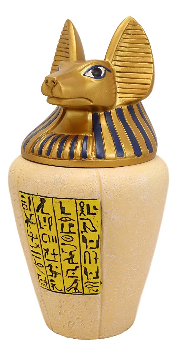 Ebros Ancient Egyptian God of The Dead Anubis Classical Canopic Jar Statue 10.5" Tall