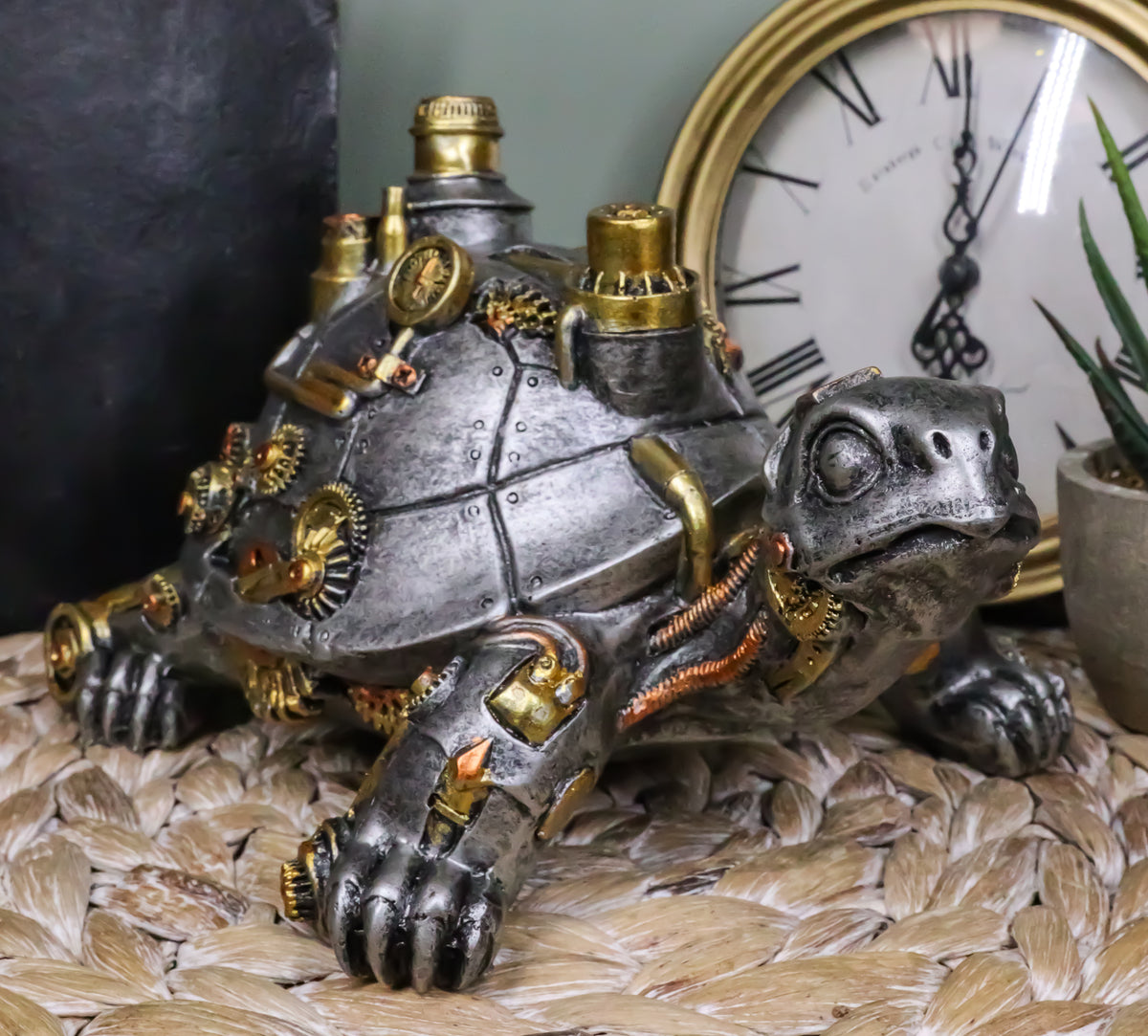 Victorian Steam Age Nautical Steampunk Geared Bionic Turtle Tortoise Figurine