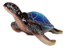 Nautical Ocean Blue Hues Giant Sea Turtle Swimming Figurine 9.5"Long Tortoise