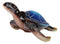 Nautical Ocean Blue Hues Giant Sea Turtle Swimming Figurine 9.5"Long Tortoise