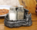 Sleeping Dragon Glass Salt and Pepper Shaker Set with Decorative Holder Display