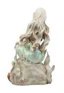 Ebros Ocean Turquoise Mermaid Sitting On Starfish Coral Bed Rock Figurine 13"H