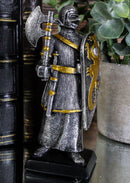 Suit Of Armor Medieval Knight With Axe And Large Dragon Shield Mini Figurine