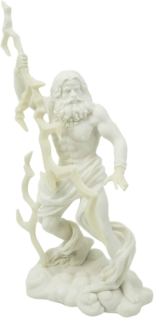 Ebros Greek God Zeus Jupiter On Clouds Holding Lightning Bolt Statue 11.25" H - Ebros Gift