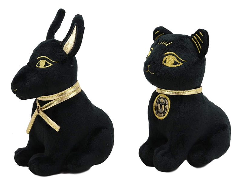 Ebros Pack of 2 Small Bastet and Anubis Plush Toys Soft Dolls Collectible Set 5"