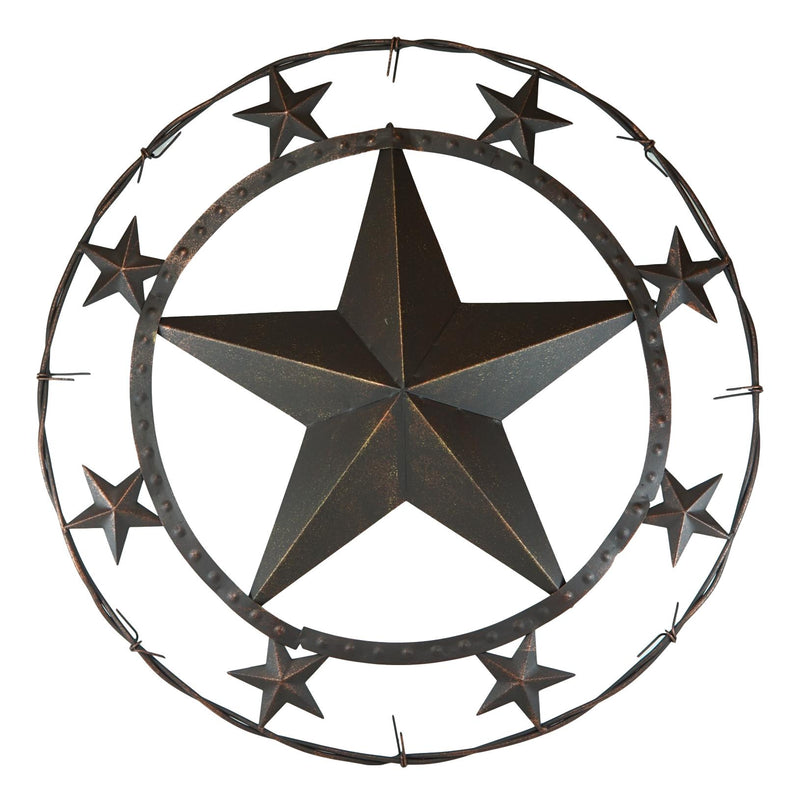 Oversized 24"D Vintage Rustic Western Stars Metal Circle Wall Decor Sign Plaque