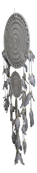 Bohemian Chic Hand Woven Triple Rings Macrame Dream Catcher Feathers Wall Decor