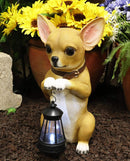 Ebros Gift Chihuahua Dog On Two Legs Statue with Solar LED Lantern Lamp 14" Tall