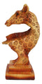 Wild Safari Savannah Giraffe Bust Figurine In Faux Wood Cutout Carving Finish