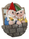 Whimsical Mr Mrs Dwarf Gnome Couple By Window Ledge Balcony Wall Decor Plaque