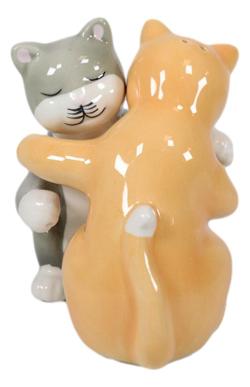 Ebros Ceramic Yellow And Gray Cats Couple Hugging Dancing Salt Pepper Shakers Set