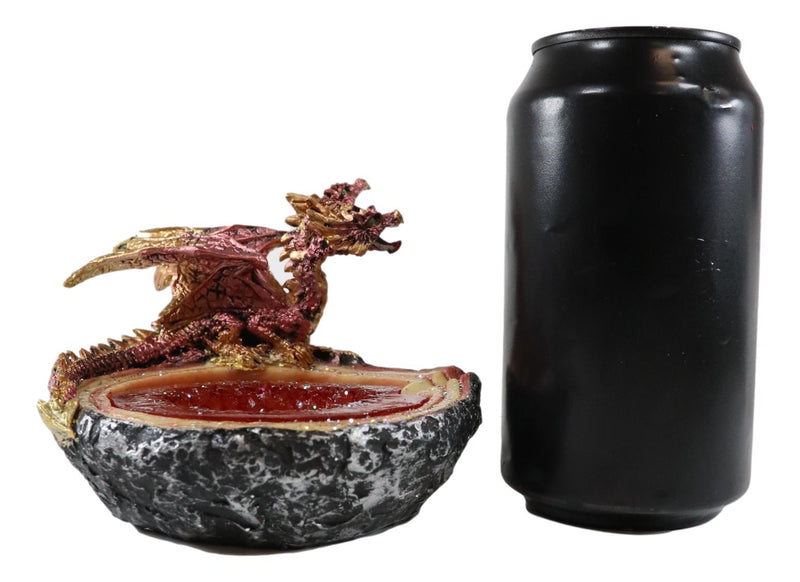 Ebros Red Double Headed Hydra Dragon On Ruby Quartz Crystal Quarry Ashtray Figurine
