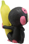 Ebros Furry Bones Pink Baby Monkey with Giant Yellow Banana Figurine 3" Tall