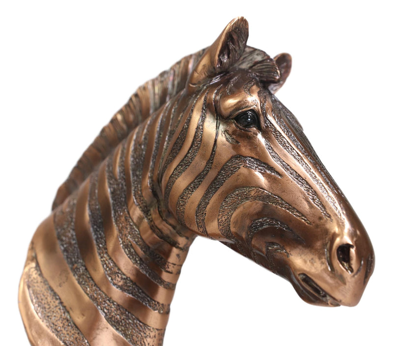 Ebros Madagascar Safari Zebra Horse Bust Statue In Bronze Electroplated Finish