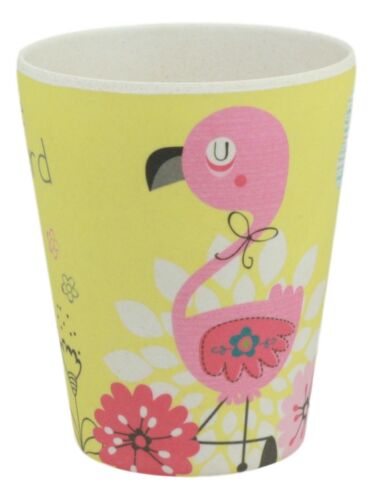 Ebros Flamingo 5 Pc Organic Bamboo Dinnerware Set For Kids Children Toddler Baby