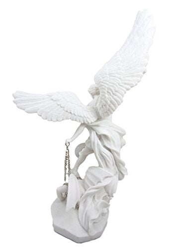 Ebros Archangel Saint Michael Statue 13.5"H Battle Of Armageddon (Off White) - Ebros Gift