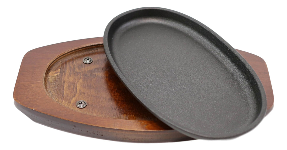 Preseasoned Cast Iron Skillet Japanese Steak Plate Pan 8.25" By 5.25" With Base - Ebros Gift