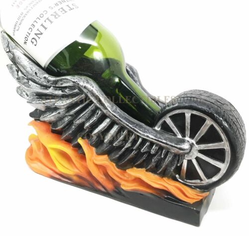 Highway To Hell Devil Wings Motorbike On Fire Ghost Rider Wine Holder Figurine