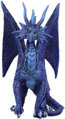Ruth Thompson Fantasy Blue Check Mate Dragon With Majestic Horns Statue 9" Tall
