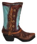 Set Of 3 Rustic Country Turquoise Cross Western Star And Frills Boot Vase Decors