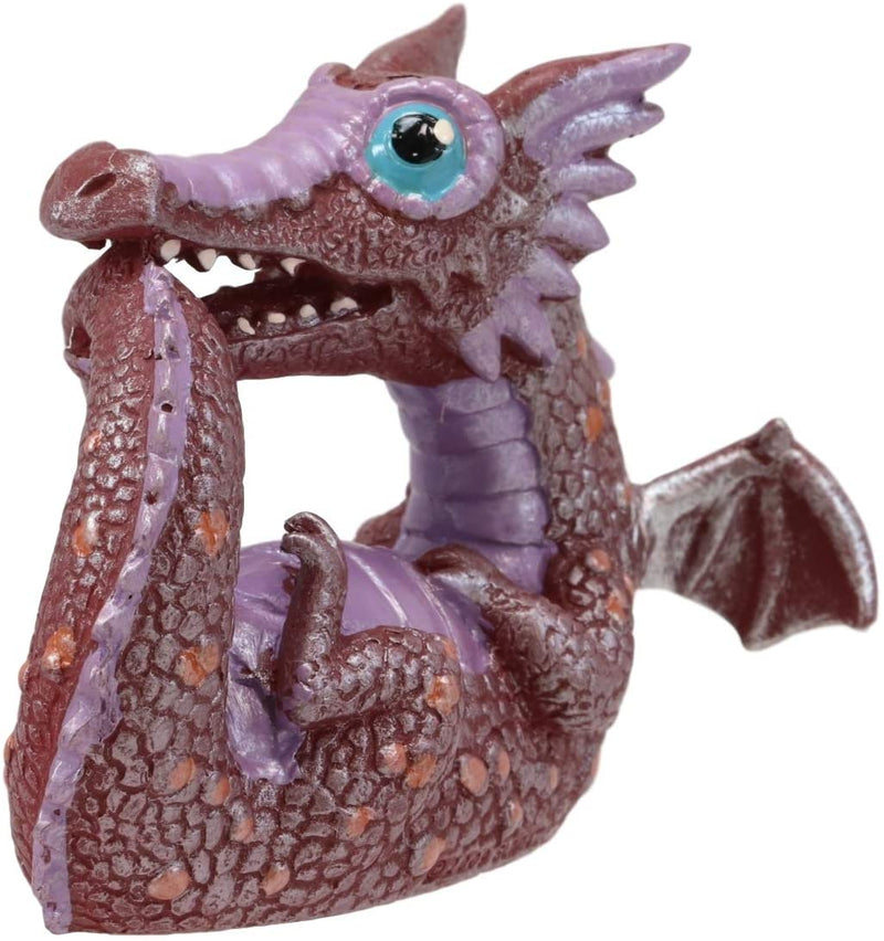Small Collector Red Cute Tail Biting Baby Dinosaur Dragon Ornament Figurine