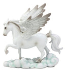 Ebros White Pegasus Horse Flying Over Clouds of Olympus Figurine 7" H Greek Mythology Decor Statue for Desk or Shelf Decorative Sculpture Fantasy Gifts for Girls Women