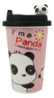 Pink Polkadots Giant Panda Bear Lovers Ceramic Mug With Silicone Lid Set Of 2