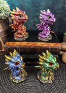 Ebros Gift Set of 4 Whimsical Wyrmling Baby Dragons Bobblehead Small Figurines