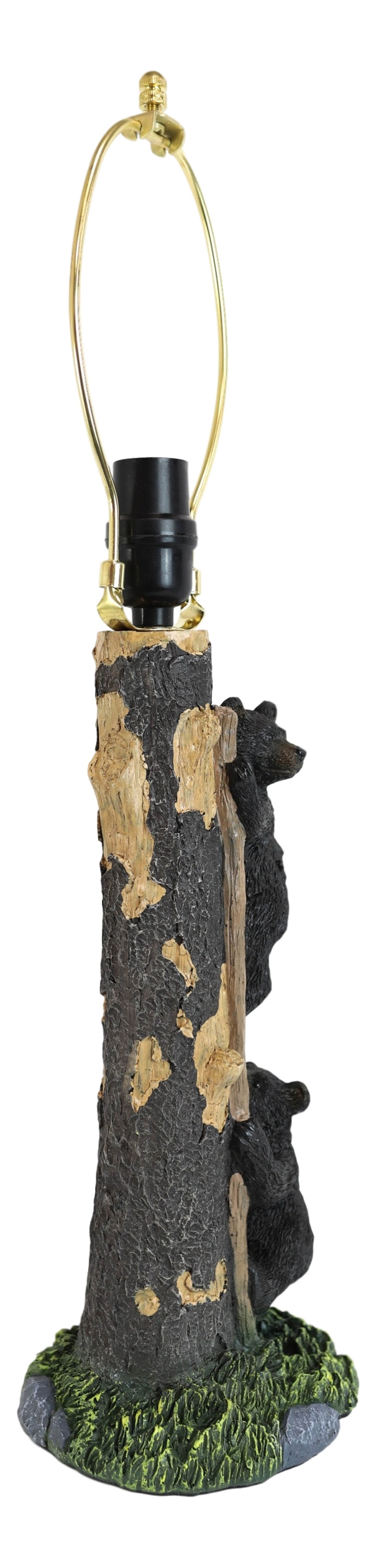Pack Of 2 Rustic Black Bear Cubs Climbing Tree Ladder Table Lamp With Shade