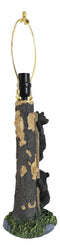 Pack Of 2 Rustic Black Bear Cubs Climbing Tree Ladder Table Lamp With Shade