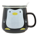 South Pole Aquatic Penguin Ceramic Coffee Tea Mug Drink Cup With Spoon And Lid