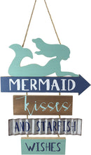 Ebros Teal Mermaid Wall Decor Sign Mermaid Kisses & Starfish Wishes Plaque 13"H