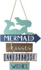 Ebros Teal Mermaid Wall Decor Sign Mermaid Kisses & Starfish Wishes Plaque 13"H