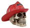 Realistic Fireman Skull With Number 3 Fire Department Hat Helmet Figurine 7"Long