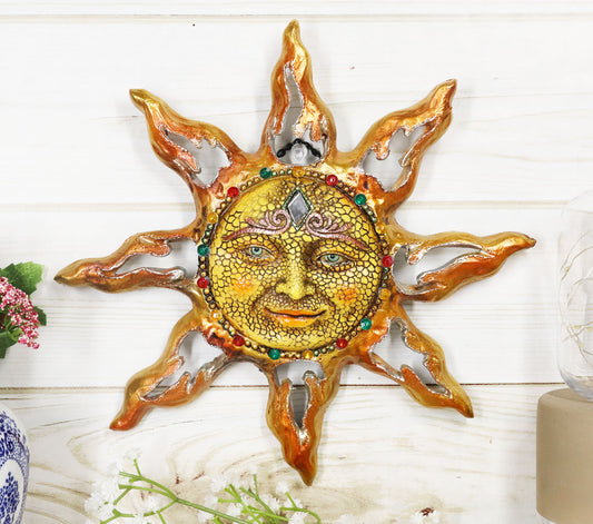 Ebros Mosaic Celestial Solar Radiant Surya Sun God Wall Decor 11"Wide Figurine - Ebros Gift